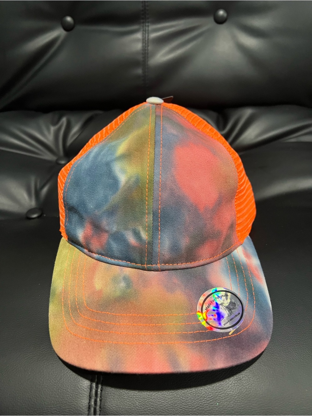 Angela & Williams Tie-Dye Orange Mesh Trucker Hat